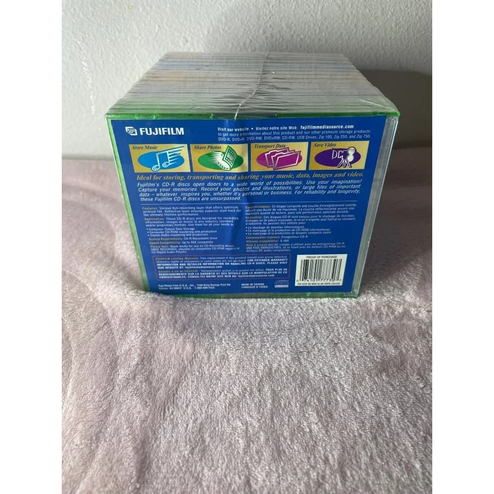 Fujifilm 30 Pack CD-R Color Slim Jewel Cases All Purpose 700MB 80 Min Data Music